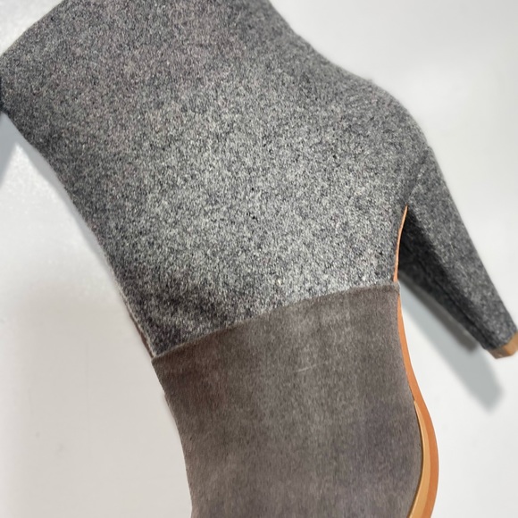 Matiko Grey Wool Leather Pointed Toe Woman’s Heel Zip Side Boots NWOT Size 11 - Picture 6 of 13